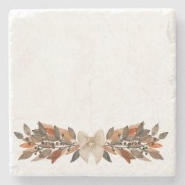 Porta-copo De Pedra Neutral Leaf Thanksgiving Stone Coaster