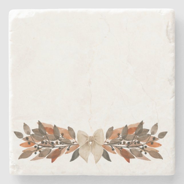 Porta-copo De Pedra Neutral Leaf Thanksgiving Stone Coaster (Frente)