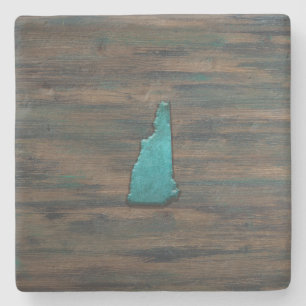 Porta-copo De Pedra New Hampshire State Shape Teal