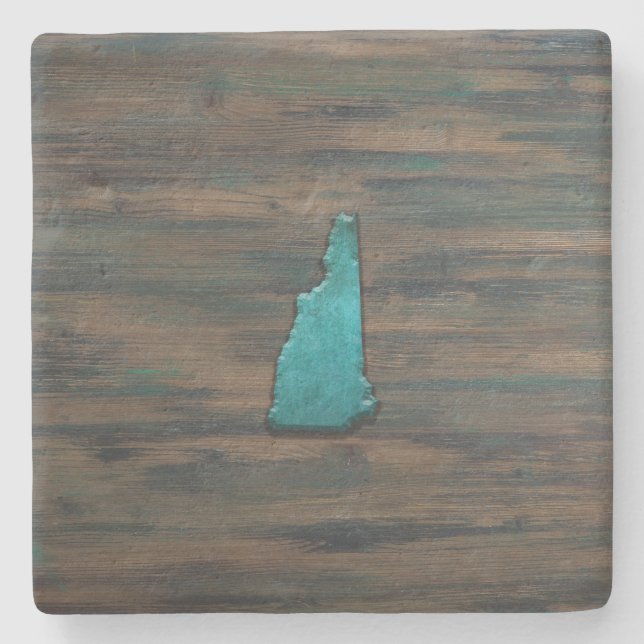 Porta-copo De Pedra New Hampshire State Shape Teal (Frente)