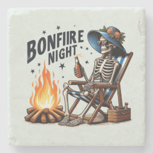 Porta-copo De Pedra Noite Bonfire - Bebendo do esqueleto pelo fogo