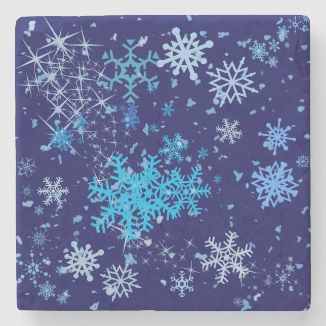 Porta-copo De Pedra Noite de Natal em queda de neve (Frente)