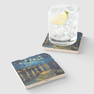 Porta-copo De Pedra Noite Estrelada no Ródano Van Gogh