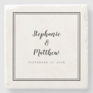 Porta-copo De Pedra Noiva & Noivo de Casamento Preto e Branco Simples