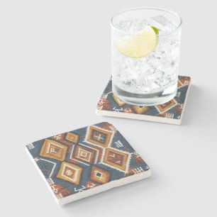 Porta-copo De Pedra Nômade Índigo Terroso – Patchwork Tribal Artesanal