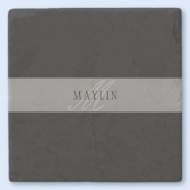 Porta-copo De Pedra Nome comercial/outro texto de script editável eleg