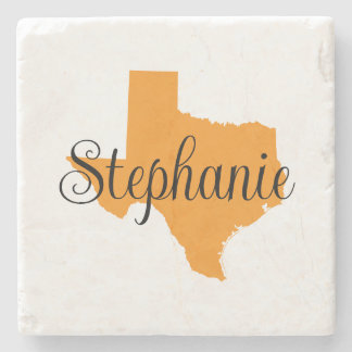 Porta-copo De Pedra Nome Curly Script Laranja Texas
