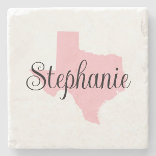 Porta-copo De Pedra Nome Curly Script Rosa Texas