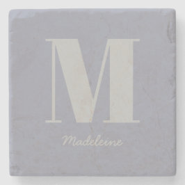 Porta-copo De Pedra Nome da Cinza inicial do Monograma mínimo moderno