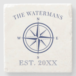 Porta-copo De Pedra Nome da Família Azul Rosa Marinho de Compass Náuti
