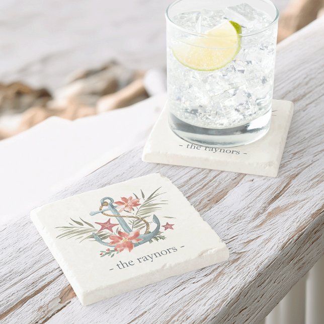 Porta-copo De Pedra Nome da Família Personalizada de Feriado em Terra (Criador carregado)