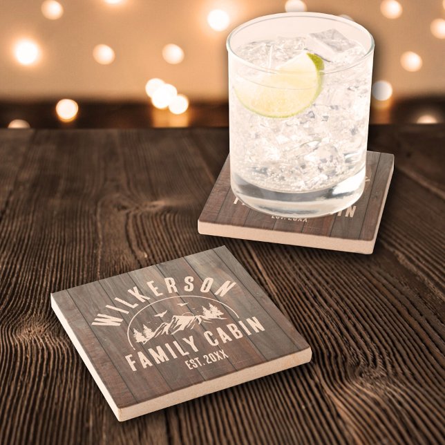 Porta-copo De Pedra Nome da família russa Algodão de cabine Lodge Lake (Criador carregado)