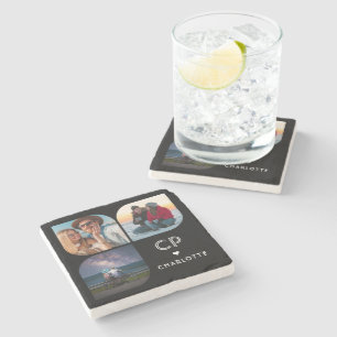 Porta-copo De Pedra Nome de Monograma 3 Foto Moderno Simples Tendência