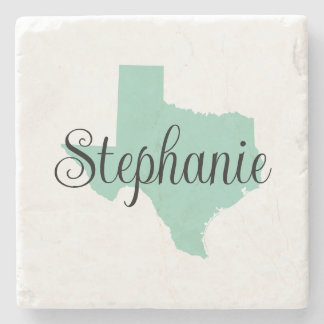 Porta-copo De Pedra Nome de roteiro encaracolado Azul Teal Claro Texas