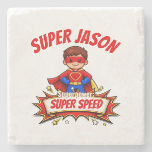 Porta-copo De Pedra Nome de Super-Herói Personalizado para Crianças Ad