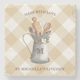 Porta-copo De Pedra Nome do Monograma da Farmhouse