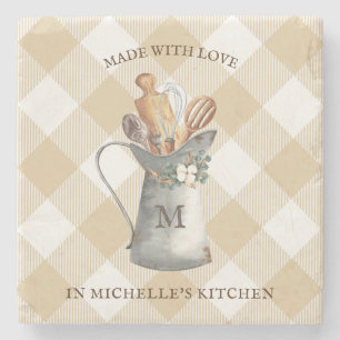 Porta-copo De Pedra Nome do Monograma da Farmhouse