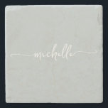 Porta-copo De Pedra Nome do Monograma do Script Verde de Caligrafia El<br><div class="desc">Elegante Chic Modern Sage Green Monographic Name Signature Script Personalizado Stone Porta copos. Este design com nome personalizado em uma caligrafia (ou tipografia) cursiva com letras maiúsculas e minúsculas na tela verde sage ou verde poeirento. Estes são fáceis de personalizar. presente excelente feminina de lar, casamento, também para aniversário, chá...</div>