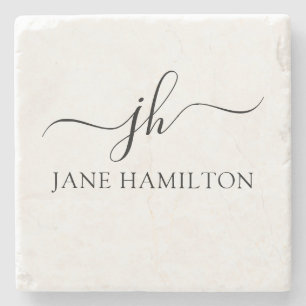 Porta-copo De Pedra Nome do Monograma Personalizado