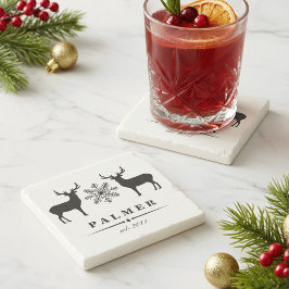 Porta-copo De Pedra Nome Personalizado da Família Woodland Deer