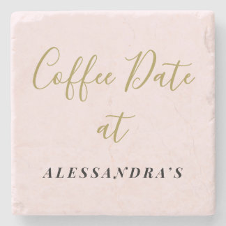 Porta-copo De Pedra Nome Personalizado Data de Café Engraçado Rosa Pas