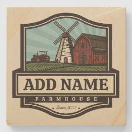 Porta-copo De Pedra NOME Personalizado Farmhouse Rustic Farmhouse Old 