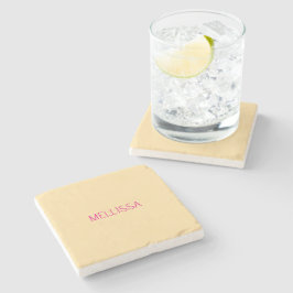 Porta-copo De Pedra Nome personalizado minimalista creme