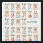 Porta-copo De Pedra Nome Personalizado Playful Dog Lovers<br><div class="desc">Bonita engraçada engraçada Ilustração de Cachorro Personalizado Porta copos de Pedra</div>