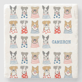 Porta-copo De Pedra Nome Personalizado Playful Dog Lovers