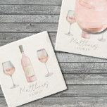 Porta-copo De Pedra Nome Personalizado Vinho<br><div class="desc">Estas portas copos charmosas e humorísticas são perfeitas para colocar seus óculos de vinho, apresentando uma design de aquarela divertida com óculos de vinho e uma garrafa. Personalize-os com o seu nome de família para um toque único e divertido. Eles não só agregam um pouco de elegância aos seus encontros,...</div>
