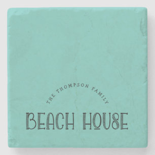 Porta-copo De Pedra Nome Russo Família Nome Beach House Teal