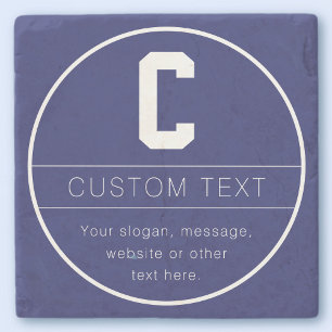 Porta-copo De Pedra Nome Único & Modelo de Monograma   Azul Marinho