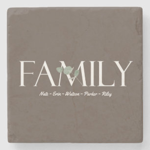 Porta-copo De Pedra Nomes da Família Personalizada do Eucalyptus Moder