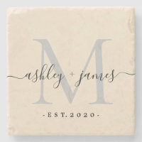 Nomes em Letra Monograma Chic Data do Casamento Ma