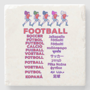 Porta-copo De Pedra Nomes Multilíngues de Futebol Feminino Global Fã d