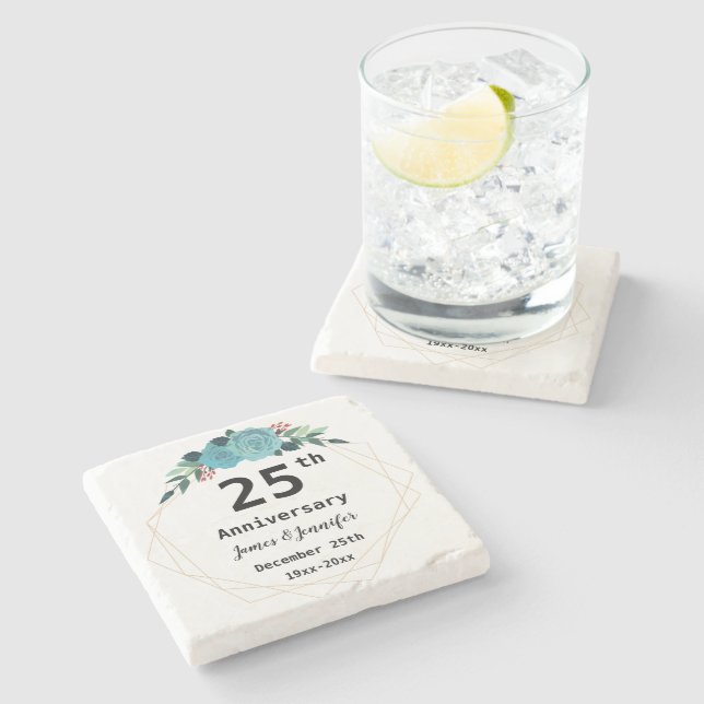 Porta-copo De Pedra Nomes Personalizados de Aniversário de Casamento d (Lateral)