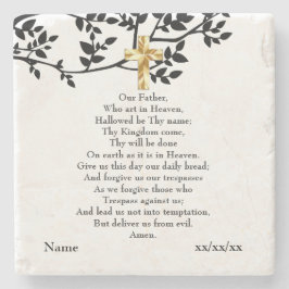 Porta-copo De Pedra Nosso Pai Oração Presente Católico Personalizado