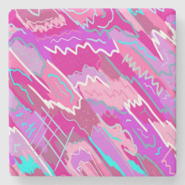 Porta-copo De Pedra Nostalgia Pop Art em Magenta