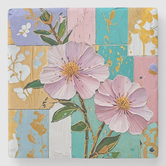 Porta-copo De Pedra Notebook Floral Delight (Frente)