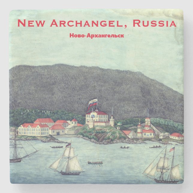Porta-copo De Pedra Nova Arcanjo, pintura Rússia (Sitka) (Frente)