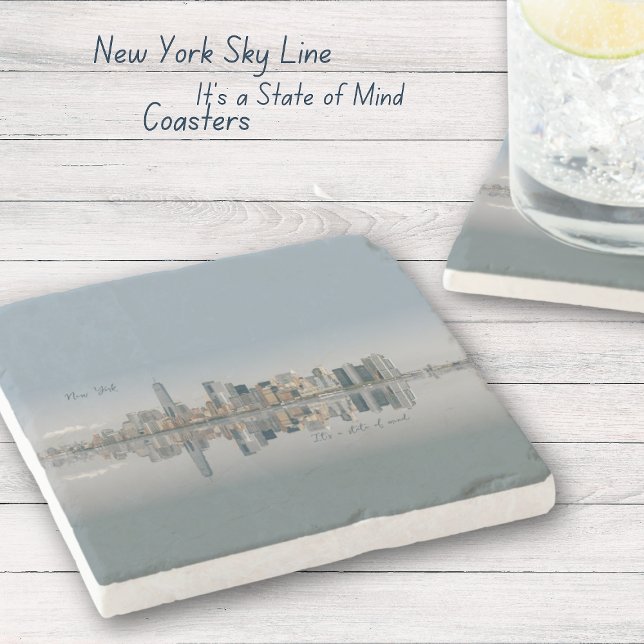 Porta-copo De Pedra Nova Iorque Manhattan Skyline (NY Skyline It's a State of Mind Coasters)
