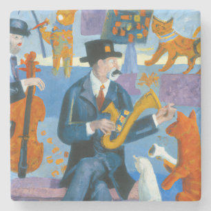 Porta-copo De Pedra Nova Orleans Cajun Jazz Cat Trio Wood Wall Art