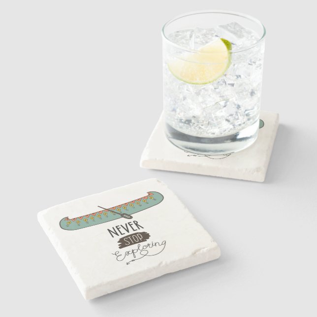 Porta-copo De Pedra Nunca Pare de Explorar Canoa (Lateral)