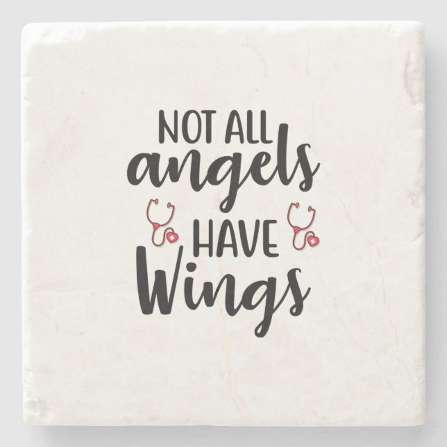 Porta-copo De Pedra Nurse Art Not All Angels Have Wings (Frente)