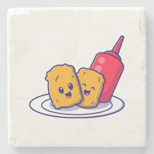 Porta-copo De Pedra Nuvens Bonitas Sorriem Com O Cartoon De Molho