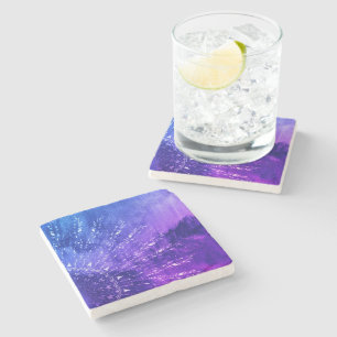 Porta-copo De Pedra Nuvens de Mandala Roxo Boho Bohemian