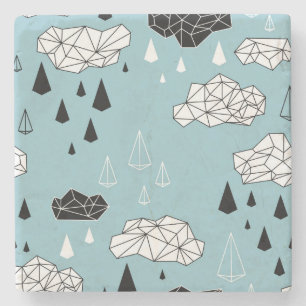 Porta-copo De Pedra Nuvens geométricas e chuva, padrão perfeito.
