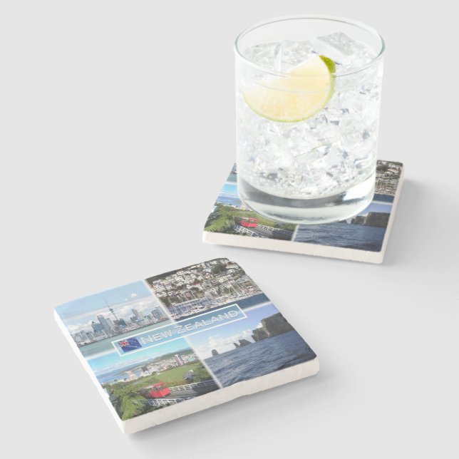 Porta-copo De Pedra NZ Auckland Skyline - Wellington panorama - (Lateral)