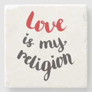 Porta-copo De Pedra O amor é minha religião