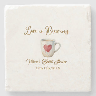 Porta-copo De Pedra O amor está fervendo caneca de café branco coração